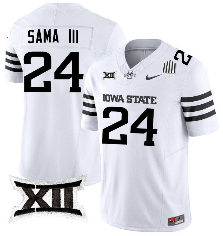 Abu Sama III Jersey,Iowa State Cyclones #24 Abu Sama III College Jersey Youth-2024 White